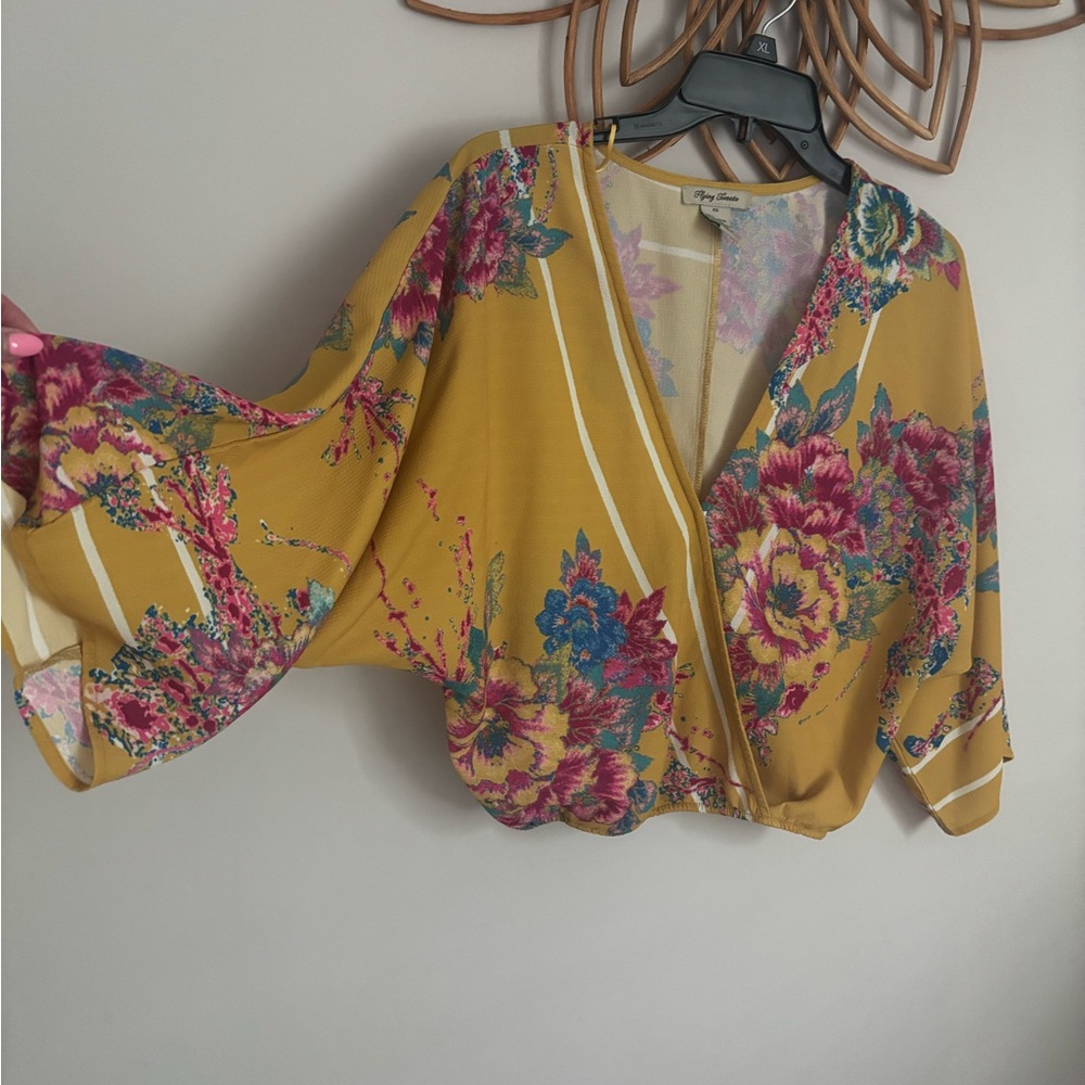 Flying Tomato Mustard Floral Blouse